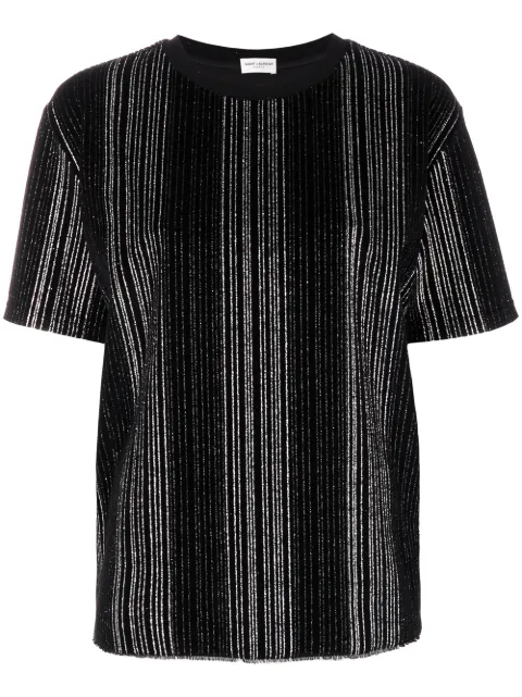 Saint Laurent metallic striped T-shirt Black 480592YB2II