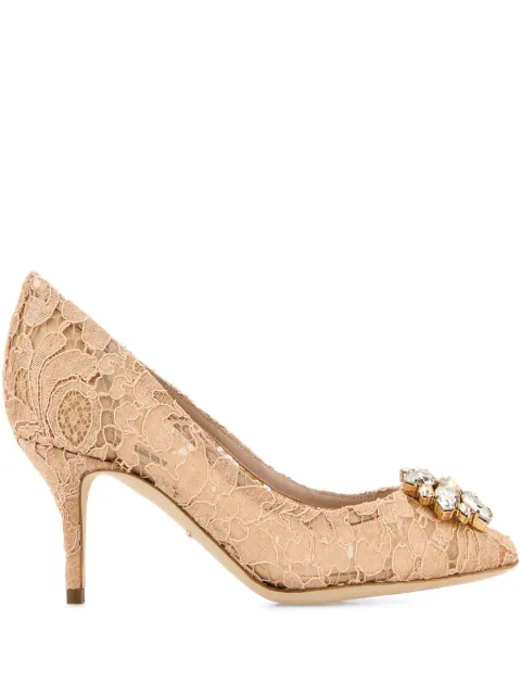 Dolce & Gabbana Bellucci rainbow lace brooch-detail pumps Neutrals CD0066AL198