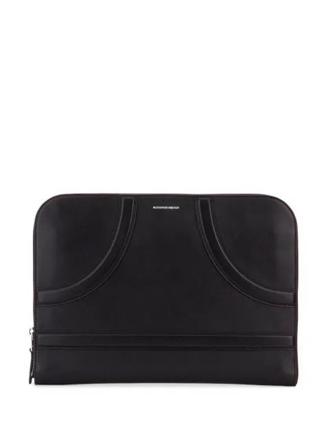 Alexander McQueen logo-stamp leather clutch Black 474532D780N