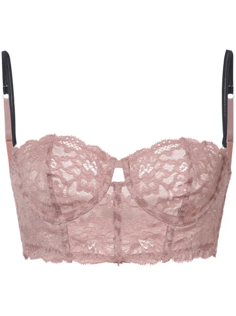 Fleur Du Mal Charlotte lace longline bra Neutrals BR01208300