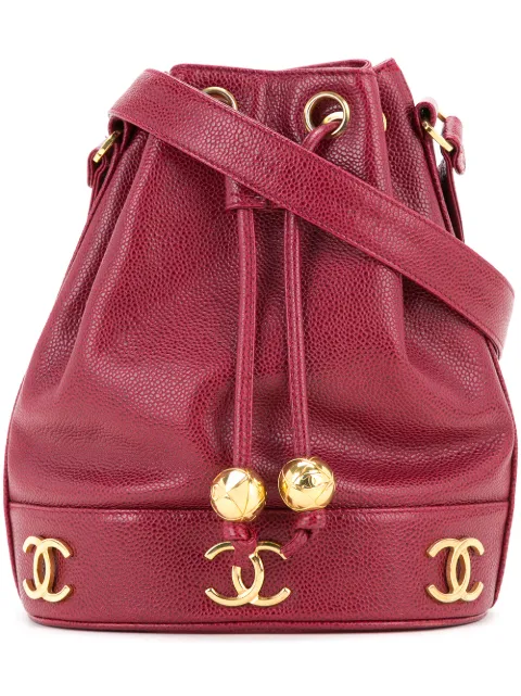 CHANEL Pre-Owned logo bucket bag Red 2543328