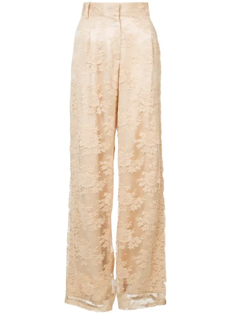 Ryan Roche lace wide-leg trousers Yellow 1710RP168TC02450