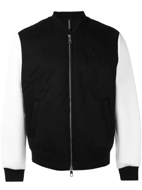 Neil Barrett Fair Isle-lightning zip-up hoodie Black PBJS116CE510C