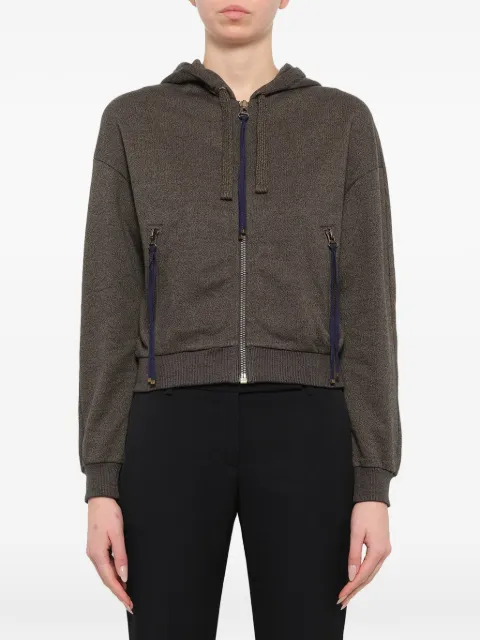 Kenzo embroidered logo zip front hoodie Green F751BL733951
