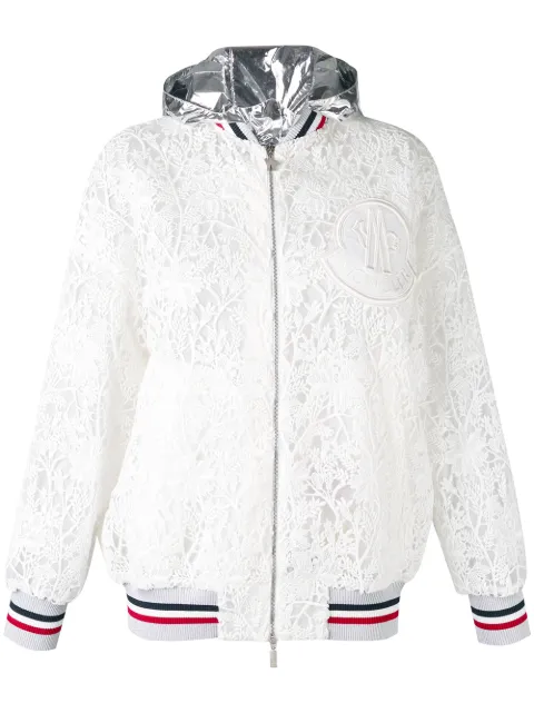 Moncler embroidered hooded jacket White 461928064069