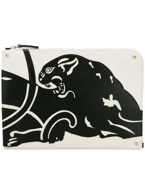 Valentino Garavani Panther clutch bag Neutrals YB0457RAU