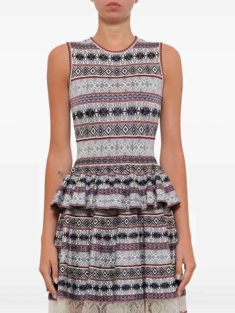 Alexander McQueen jacquard peplum dress Blue 471314Q1WED