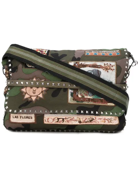 Valentino Garavani Valentino Garavani appliquéd messenger bag Green YB0551CUL