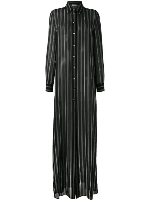 Lanvin striped maxi shirt dress Black RWDR21813463E17