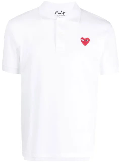 Comme Des Garçons Play heart-logo cotton polo shirt White AZT006051