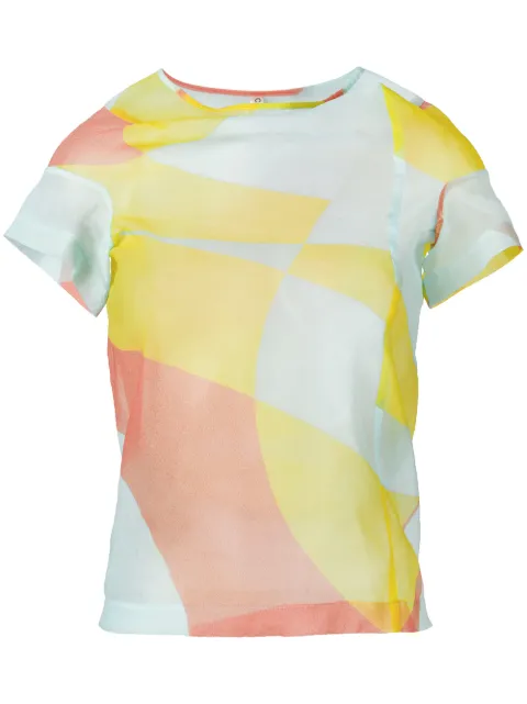 Comme Des Garçons Pre-Owned 1990s geometric-print sheer top Blue CDG669