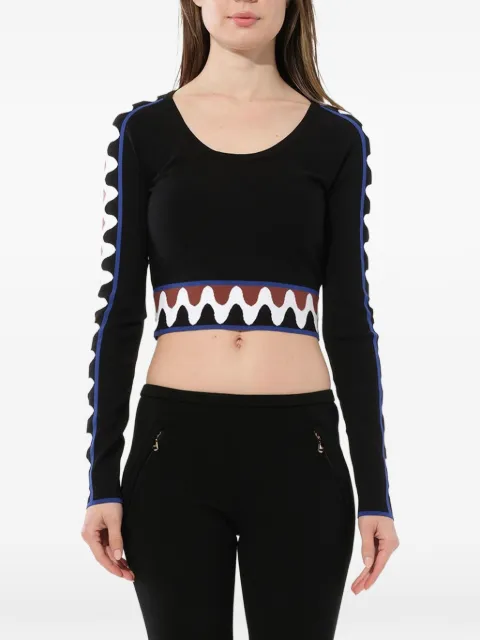 PUCCI wave-print long-sleeve crop top Black 72KM4572963