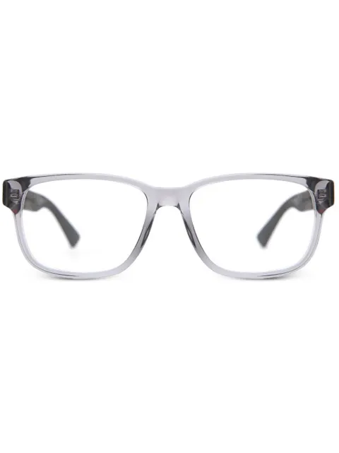 Gucci Eyewear Web trim rectangle glasses Black GG0011O007