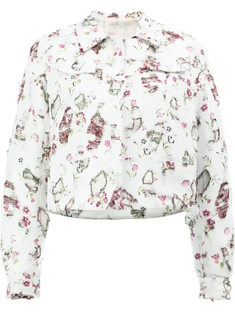 Giambattista Valli distressed floral jacket White P17SV6090