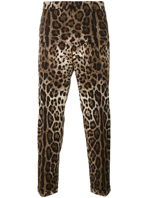 Dolce & Gabbana leopard-print straight-leg trousers Brown G6WTETFSFEA