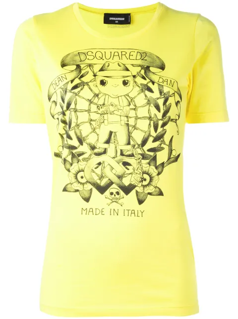 DSQUARED2 graphic-print T-shirt Yellow S72GC0979S21600