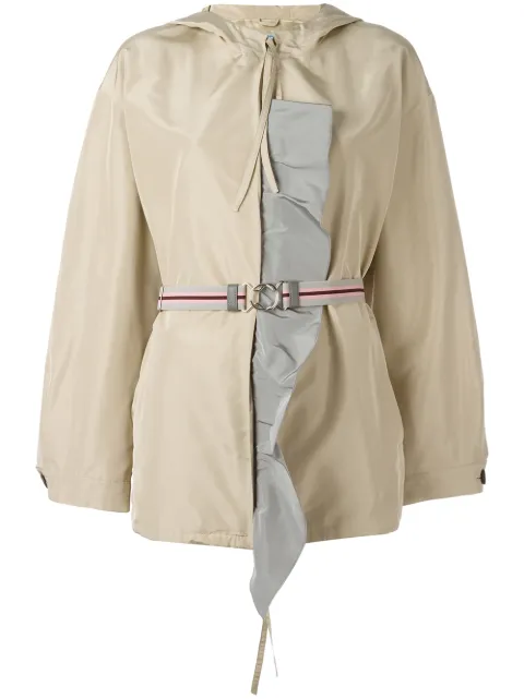 Prada hooded belted jacket Neutrals 291181B03