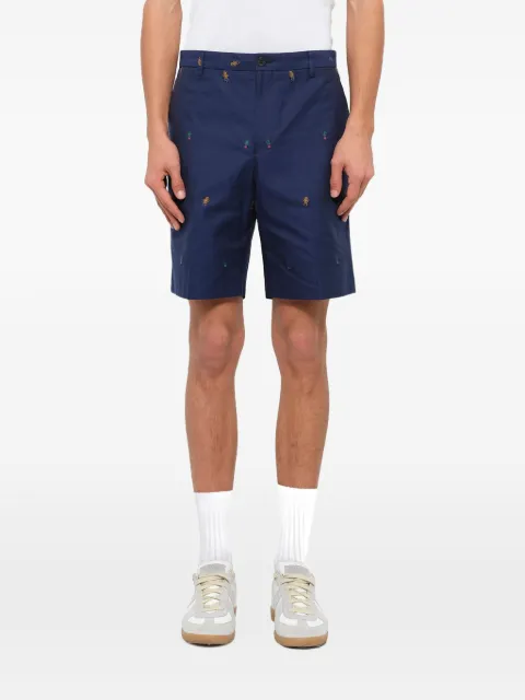 Kenzo badge embroidered chino shorts Blue F755PA6001SE