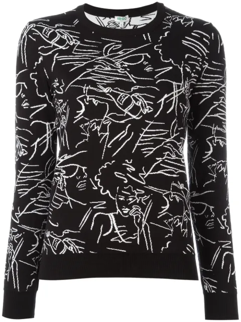 Kenzo sketch print jumper Black F751TO417813