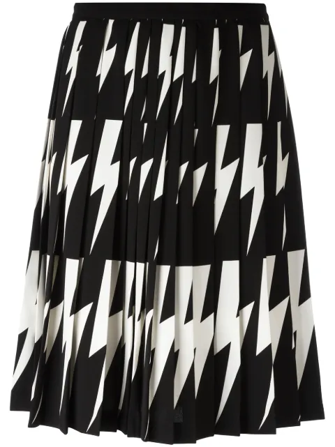Neil Barrett lightning bolt pleated skirt Black PNGO90VE109C