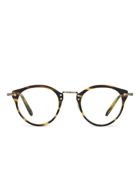 Oliver Peoples turtle-print round glasses Brown OV5184