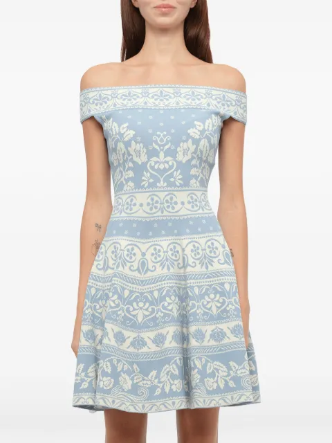 Alexander McQueen floral jacquard mini dress Blue 461076Q1ROG