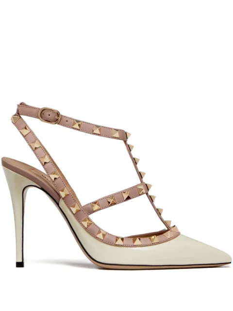 Valentino Garavani patent Rockstud caged pump 100mm White WS0393VNW