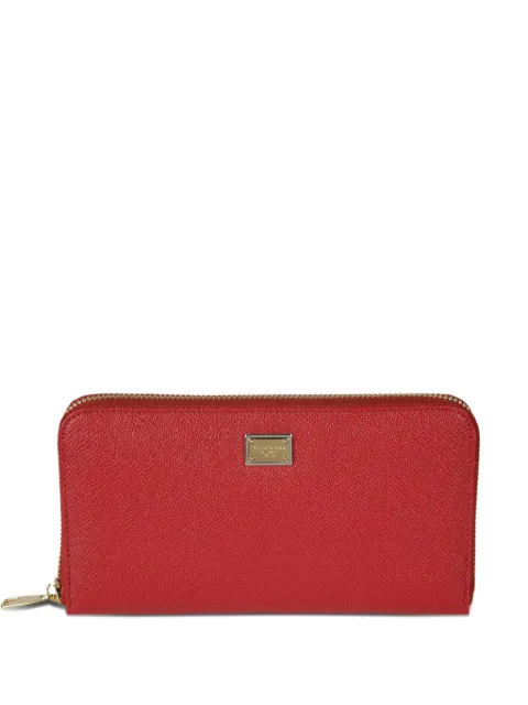 Dolce & Gabbana logo-plaque leather zip-around wallet Red BI0473A1001