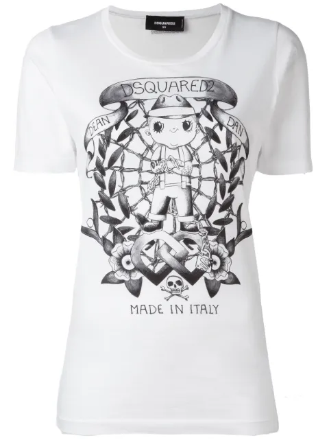 DSQUARED2 long tattoo graphic T-shirt White S72GC0979S21600