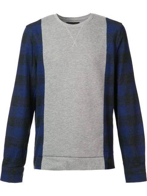 Mostly Heard Rarely Seen plaid sleeves sweatshirt Grey MH08AFK02A
