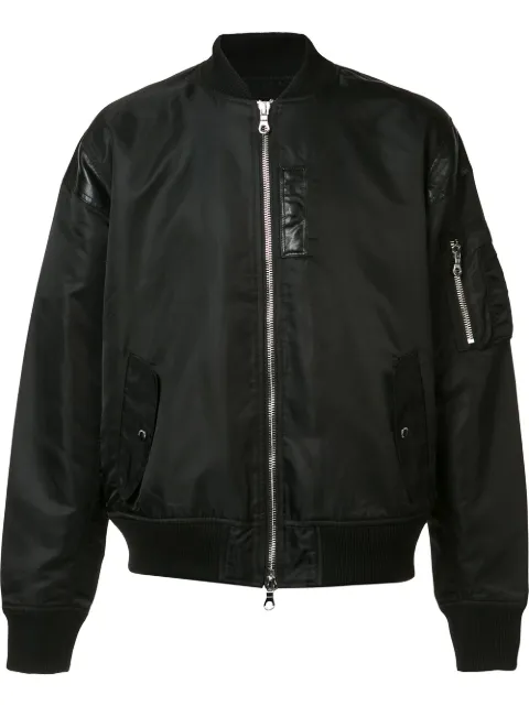 Mostly Heard Rarely Seen leather detailing bomber jacket Black MH08AFX04