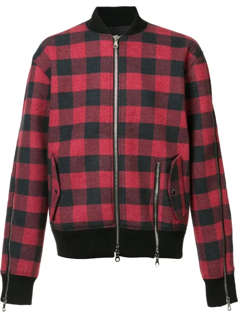 Mostly Heard Rarely Seen plaid bomber jacket Red MH08AFX03B