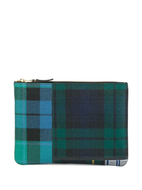 Comme Des Garçons Wallet tartan patchwork clutch Green SA5100TP