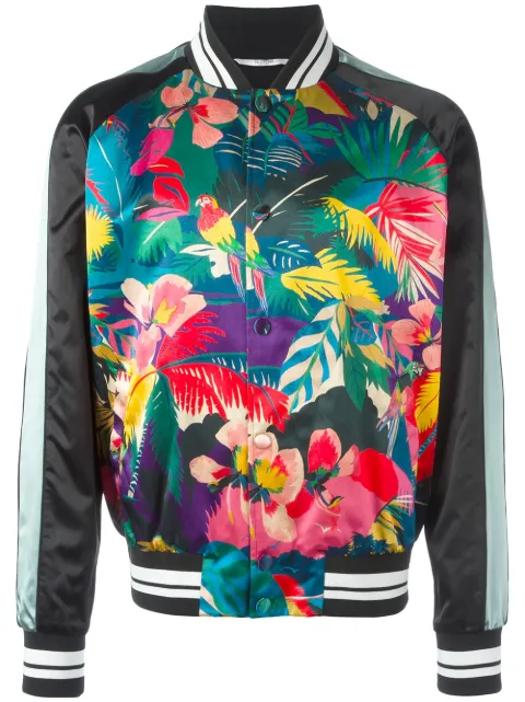 Valentino Garavani tropical print bomber jacket Black VCI0A042H