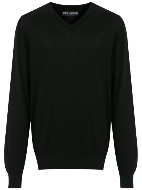 Dolce & Gabbana cashmere V-neck sweater Black GI208KF44D5