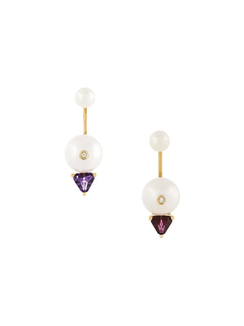 Delfina Delettrez 18kt gold Trillion diamond, pearl and topaz earrings White TRILLIONSET2