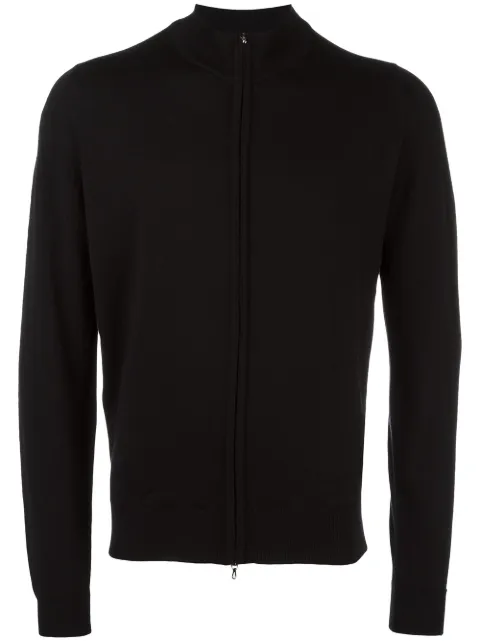 John Smedley high neck zipped cardigan Black CLAYGATE