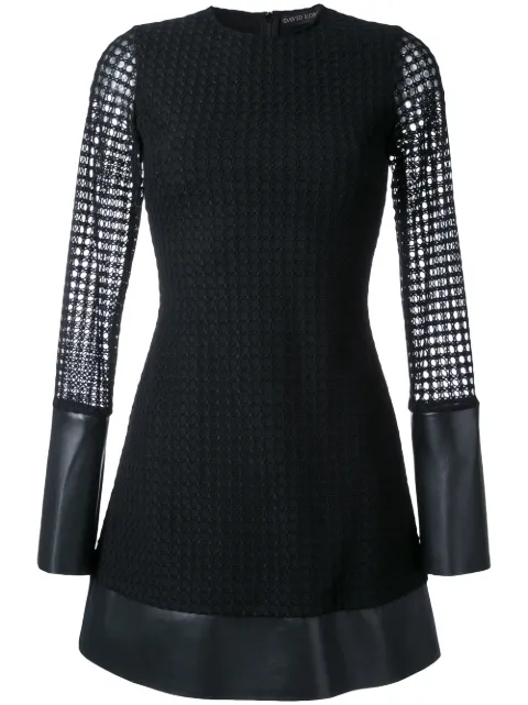 David Koma mesh sleeve flared mini dress Black DK32D