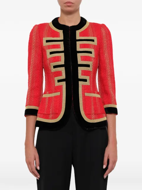 Givenchy velvet-trim tweed jacket Red 16I3039060