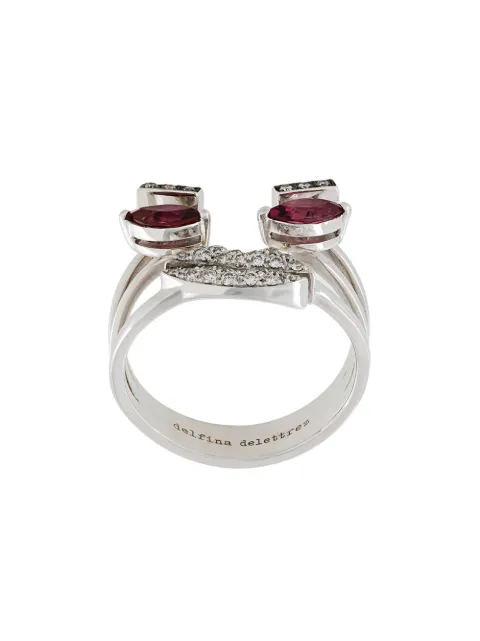 Delfina Delettrez face detail embellished ring Metallic ANA1022C