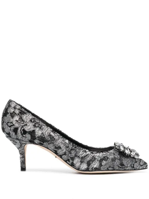 Dolce & Gabbana Bellucci rainbow lace brooch-detail pumps Black CD0066AE637
