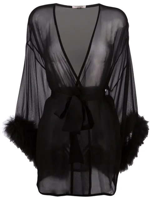 Gilda & Pearl Diana sheer silk robe Black 0100