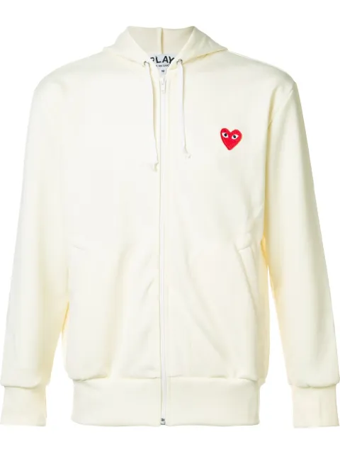 Comme Des Garçons Play embroidered zipped hoodie White P1T172
