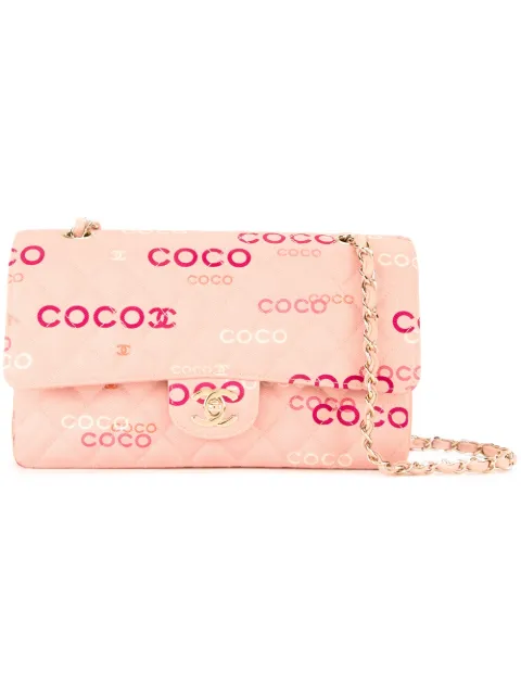 CHANEL Pre-Owned printed logo shoulder bag Pink 7332783