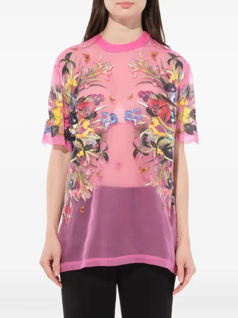 Givenchy floral-print semi-sheer T-shirt Pink 16A7024382