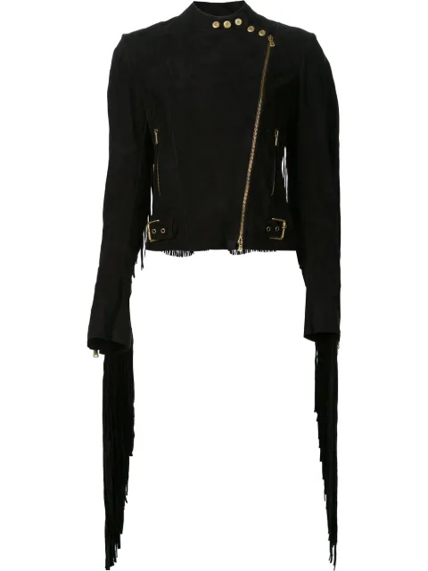 Ralph Lauren Collection fringed biker jacket Black 290636632001