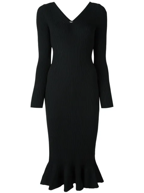 Lanvin ribbed knit frill dress Black RWDR3230MM07A16