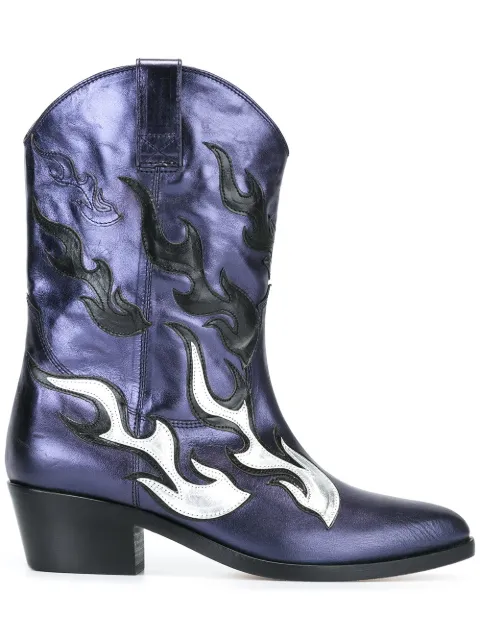 Chiara Ferragni flame Western boots Blue CF1337