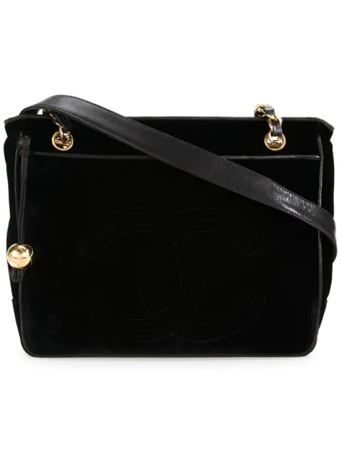 CHANEL Pre-Owned velvet shoulder bag Black 2975394