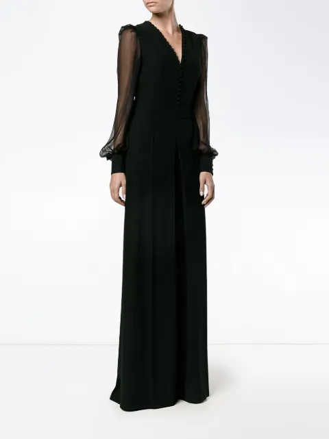 Alexander McQueen v-neck evening jumpsuit Black 437664QHE40